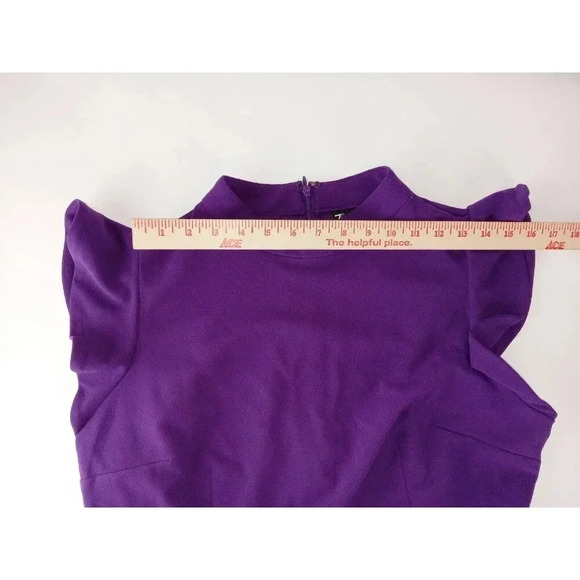 7th Avenue Womens Top Purple Flutter Sleeve Blouse Asymmetrical Hem Size L - Picture 3 of 11